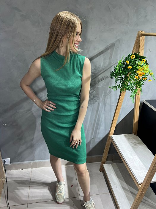 Vestido Gola Alta Ribana