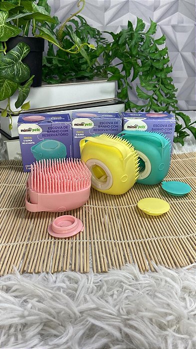Escova Pet Banho C/ Dispenser De Shampoo