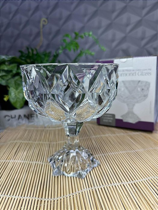 Centro de Mesa C/ Pé Diamond Glass