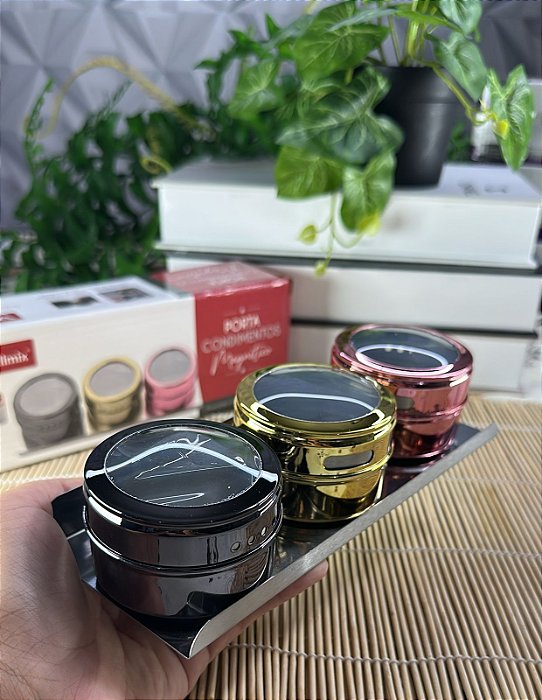 Porta Condimentos Magnético - 3 Potes