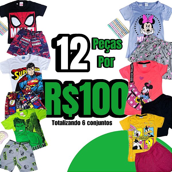 Kit 6 Conjuntinhos Infantil  - (ESTAMPAS SORTIDAS) PROMOÇÂO