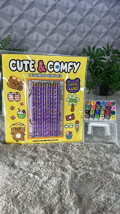 Kit Colorir - Livro p/ Desenhar e Kit 24 Canetinhas