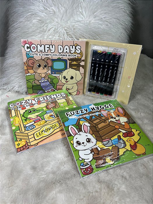 Livro de Colorir Oficial - Cozy Friends - C/ 6 Canetinhas