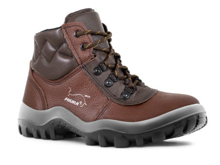 BOTA MIURA GRAN LUXO SAFETLINE BICO PVC COURO VAQUETA MARROM - CA 12783