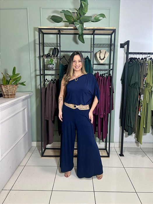 Blusa um ombro em malha viscolycra