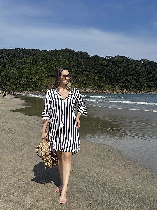 Chemise listrada em viscose