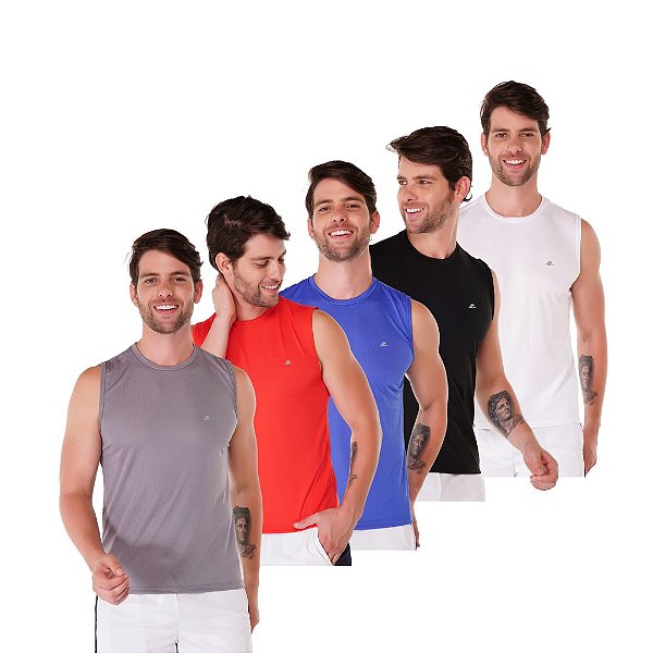 Kit 5 Regatas Machão Masculina Academia Fitness
