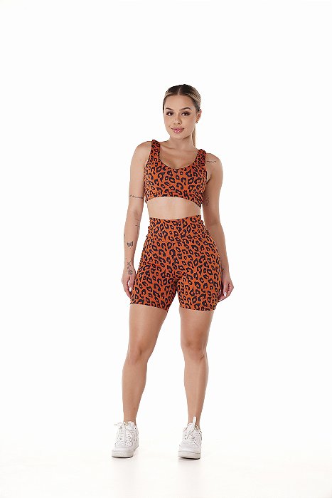 Conjunto Onça Short Fitness Feminino Academia