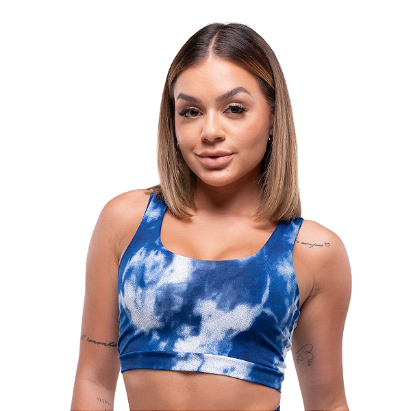 Top Blue Sky Feminino Academia Fitness