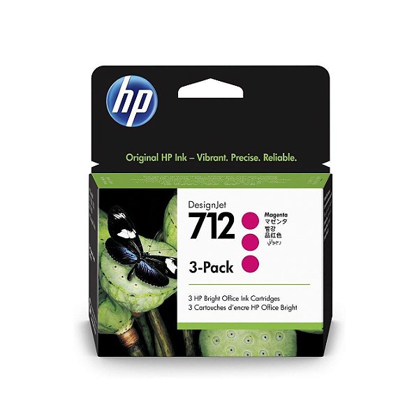 Cartucho de Plotter HP 712 - 3ED78A Magenta Embalagem com 3