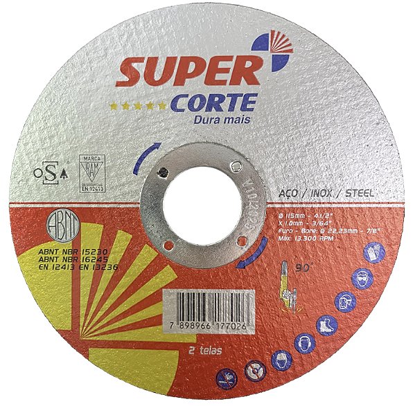 Disco Corte Aço Inox Fino 4.1/2 - Super