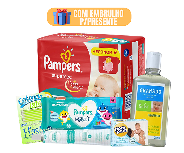 Kit Chá De Bebe Pampers Premium ClubeBabys com Shampoo Granado Presente
