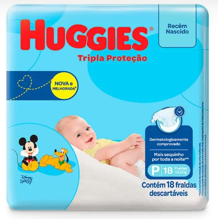 Fralda Huggies Tripla Proteção Pacote Azul Tamanho P com 18 Unidades