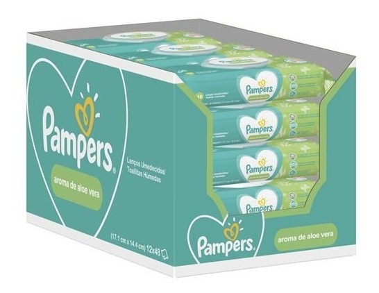 Caixa Lenços Umedecidos Pampers Aloe Vera Com 576 Unidades
