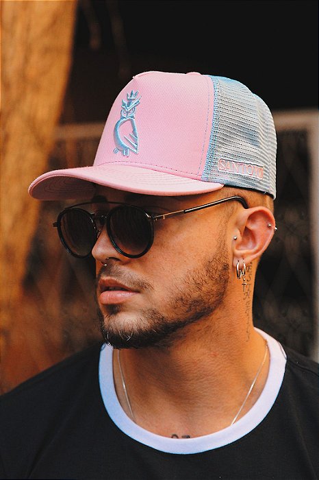 Boné Santoyo Snapback Rosa Logo Bordado