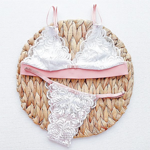 Conjunto Betina - Branco com rosê