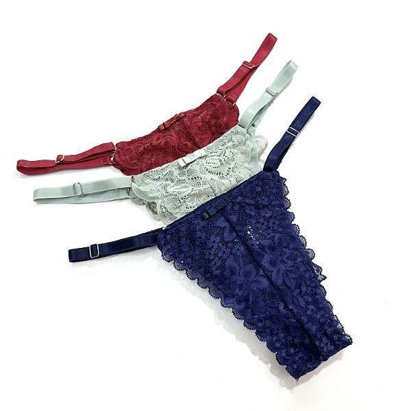 Calcinha Mel (marinho, verde menta e vermelho)  - Kit com 3