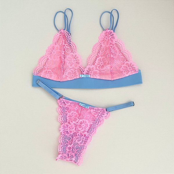 Conjunto Betina - Rosa com azul