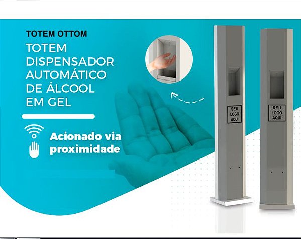 TOTEM ALCOOL GEL COM SENSOR PROXIMIDADE