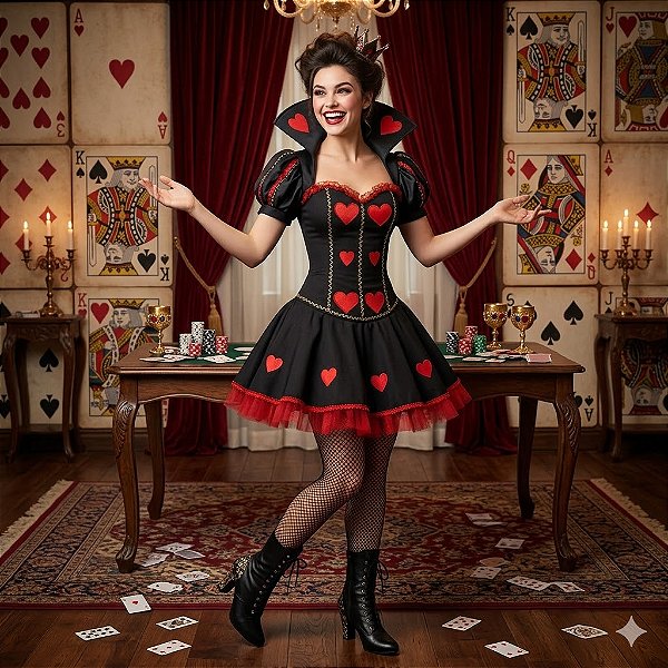 Fantasia Rainha de Copas Super Luxo adulto - SOMENTE ALUGUEL