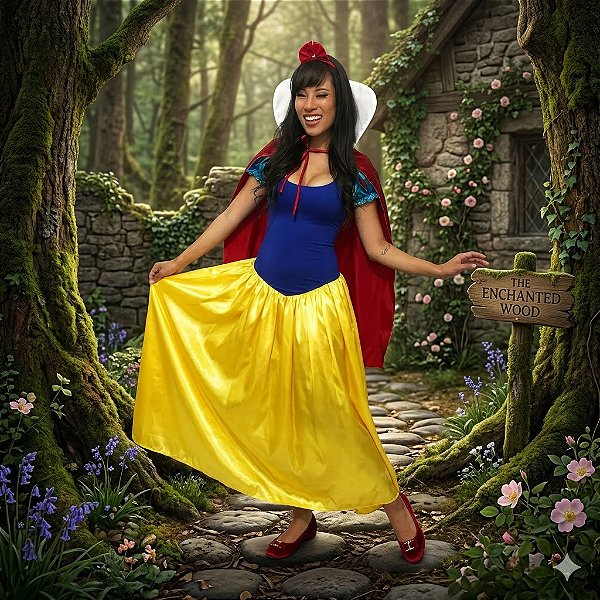 Fantasia Branca de Neve Luxo Adulto - SOMENTE ALUGUEL