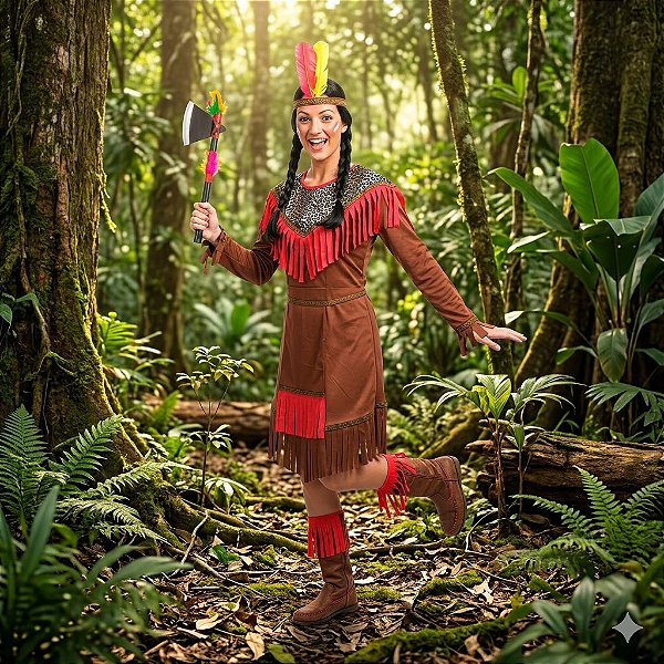 Fantasia Pocahontas Longa Adulto - SOMENTE ALUGUEL