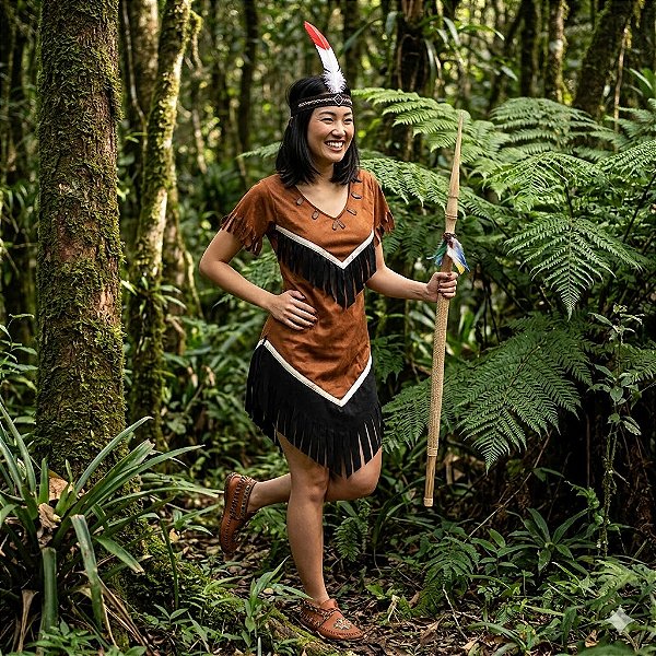 Fantasia Pocahontas Veludo Adulto - SOMENTE ALUGUEL
