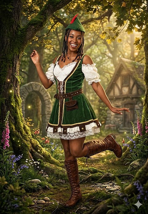 Fantasia Feminina Robin Hood Veludo Adulto - SOMENTE ALUGUEL