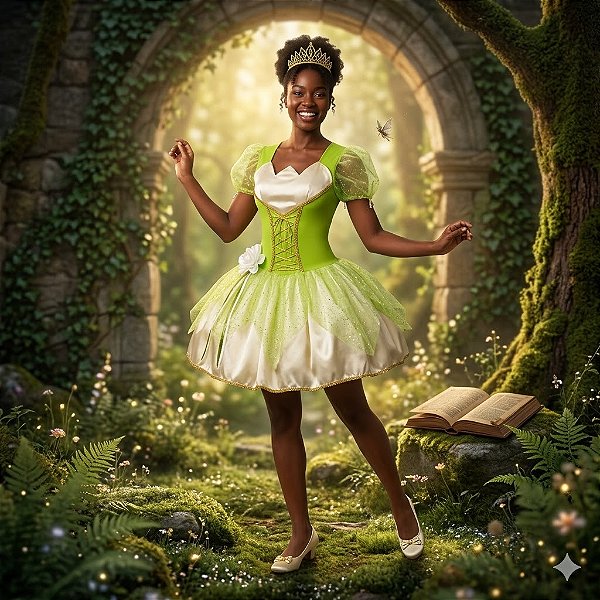 Fantasia Tiana Collant Adulto - SOMENTE ALUGUEL