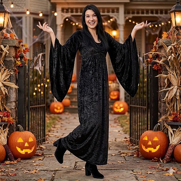 Fantasia Feiticeira Veludo Adulto - SOMENTE ALUGUEL