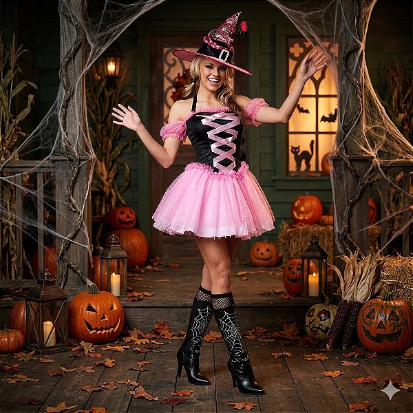 Fantasia Bruxa Charmosa Adulto - SOMENTE ALUGUEL