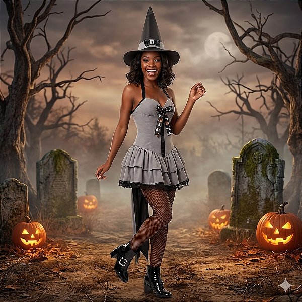 Fantasia Bruxa das Trevas Adulto - SOMENTE ALUGUEL