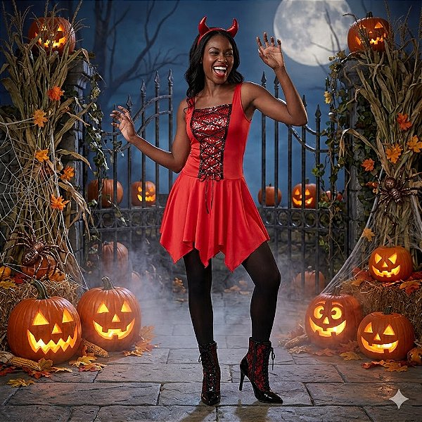 Fantasia Diaba Trançada Adulto - SOMENTE ALUGUEL