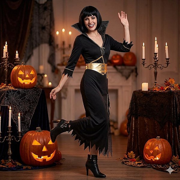 Fantasia Feiticeira Dourada Adulto - SOMENTE ALUGUEL