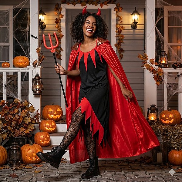 Fantasia Diaba Pontas Plus Adulto - SOMENTE ALUGUEL