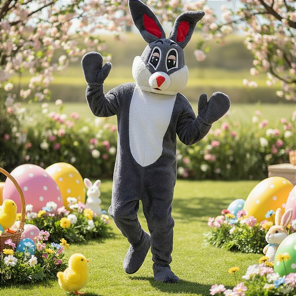 Coelho Cinza e Vermelho Cabeção - SOMENTE ALUGUEL