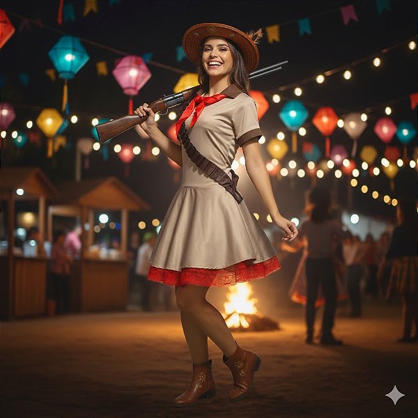 Fantasia Cangaceira Helanca Adulto - SOMENTE ALUGUEL