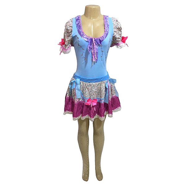Conjunto Junino Azul com Bandeiras - SOMENTE ALUGUEL