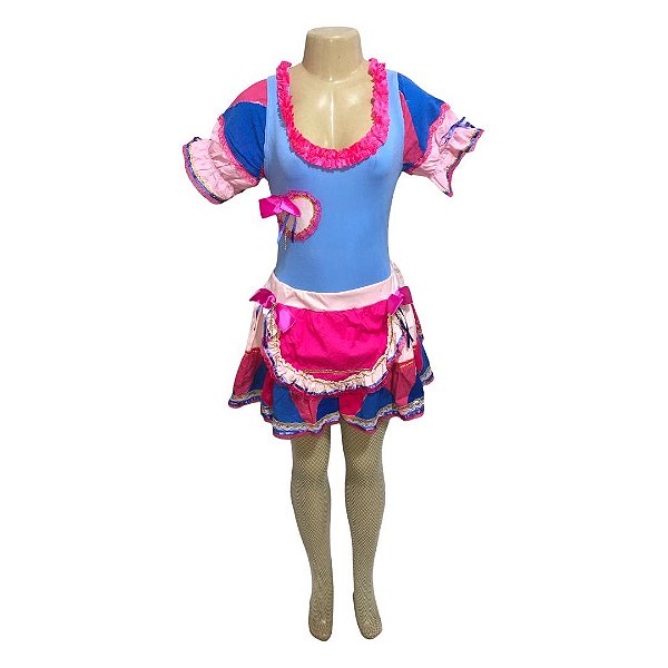 Conjunto Junino Azul com Corações - SOMENTE ALUGUEL