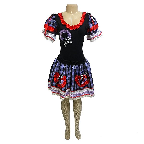 Conjunto Junino Preto com Bolinhas - SOMENTE ALUGUEL
