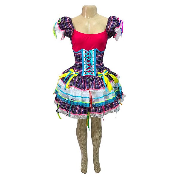 Vestido Junino Super Luxo Catarina com Corselet - SOMENTE ALUGUEL