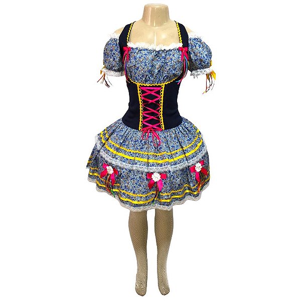 Vestido Junino Super Luxo Laura Trançado - SOMENTE ALUGUEL