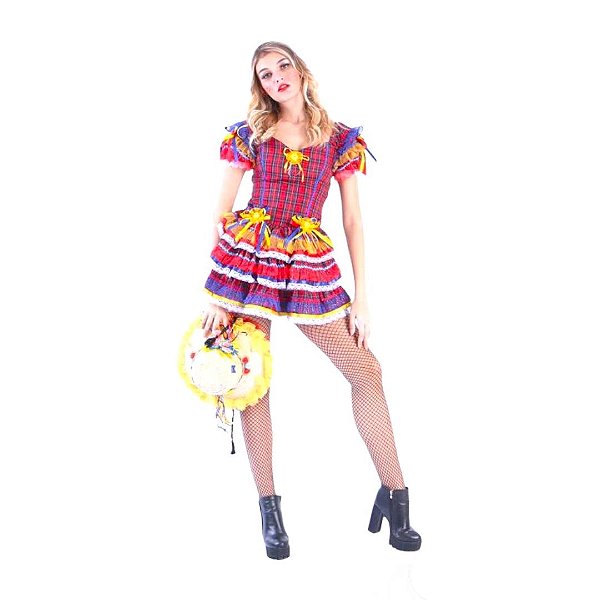 Vestido Junino Super Luxo Brenda Mini Saia - SOMENTE ALUGUEL