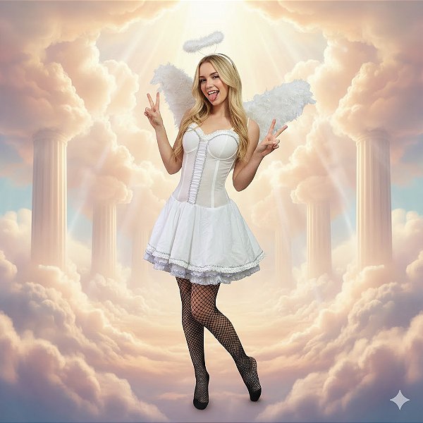 Fantasia Anjo com Tule Adulto - SOMENTE ALUGUEL