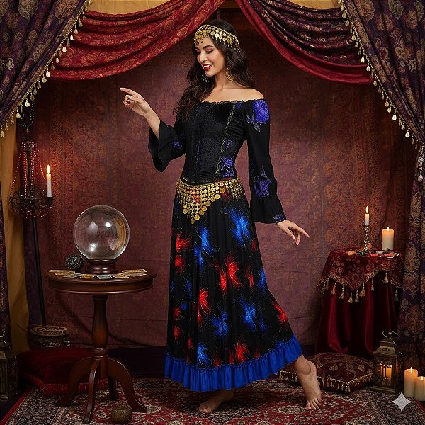 Fantasia Cigana Florida Adulto -SOMENTE ALUGUEL