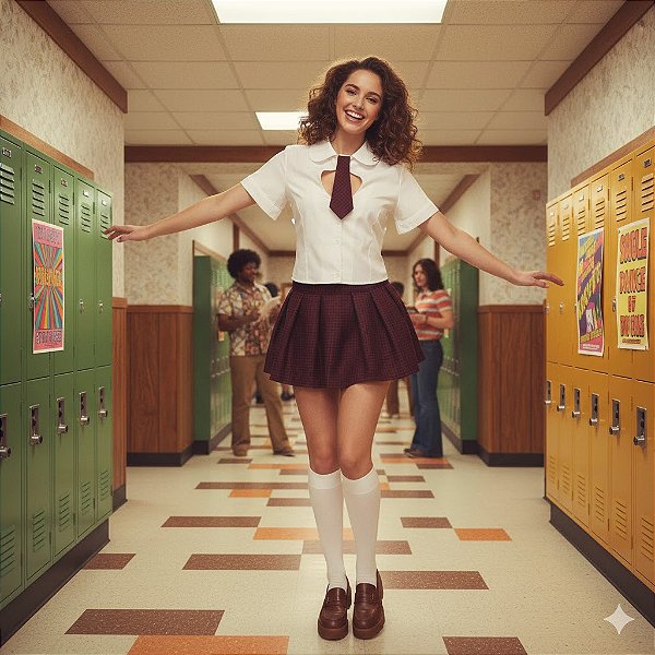 Fantasia Feminina Colegial Decotada Adulto - SOMENTE ALUGUEL