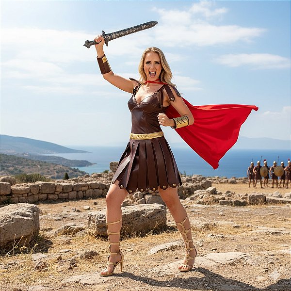 Fantasia Guerreira Esparta Adulto - SOMENTE ALUGUEL