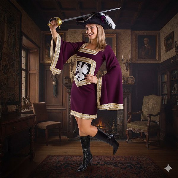 Fantasia Mosqueteira Adulto - SOMENTE ALUGUEL