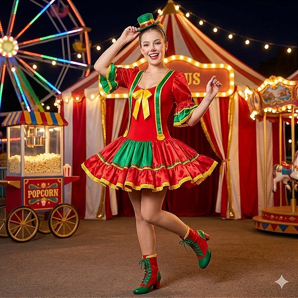 Fantasia Palhaça Patatá Adulto - SOMENTE ALUGUEL