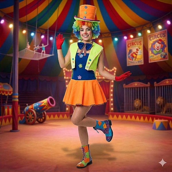 Fantasia Palhaça Fraque Adulto - SOMENTE ALUGUEL